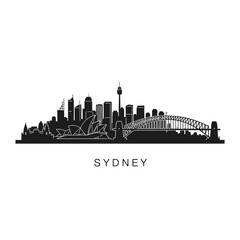Obraz premium Sydney Skyline Silhouette: Cityscape Architecture Illustration