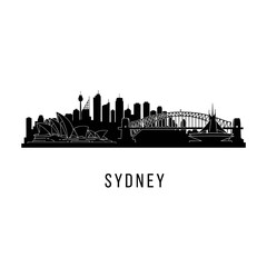 Fototapeta premium Sydney Skyline Silhouette Icon, Australia Cityscape Design