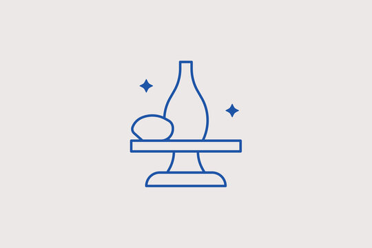 Clay vase line icon for pottery modeling hobbies. Smooth vector illustration for handmade ceramic masterclass flyers.