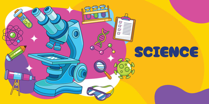 Fun science doodle element template vector illustration