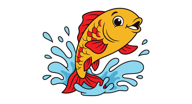goldfish jumping out of water vector illustration fish splash cartoon