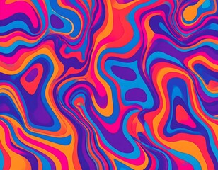 Obraz premium Seamless Swirling Psychedelic Marble Pattern with Bright Pink, Blue, Orange, and Purple