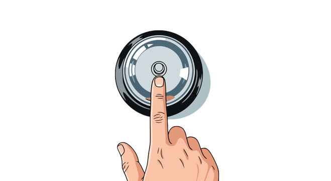 Hand pressing a button isolated on transparent background, Vector