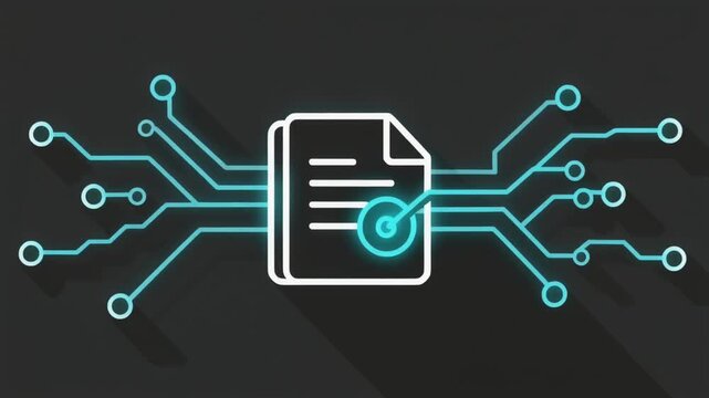 Document Icon Connected to Digital Network Circuit