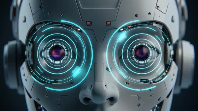 Robotic Face Animation: Futuristic Eyes with Digital Scan Effect