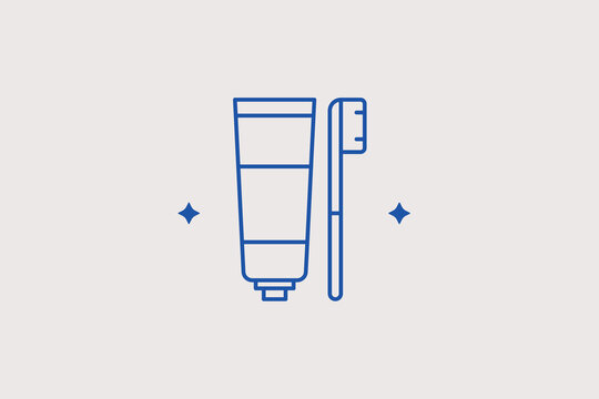 Hygiene kit line icon for hotel bathroom amenities. Clean vector illustration for cosmetic identity mockups.