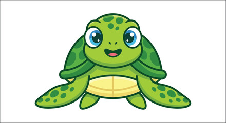 Naklejka premium turtle cartoon character on white background animal sea creature green