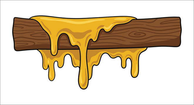 honey dripping from wooden log vector illustration sweet sticky golden