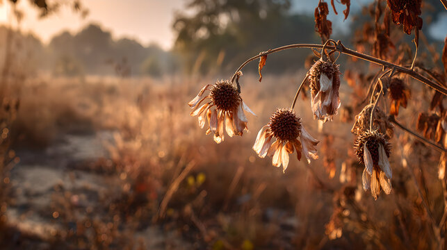 Sunflowers swaying in a field during golden hour, nature scene. gardening catalogs, home-decor guides, designed for home decor and floral branding and gardening and botanical catalogs.adulteration.