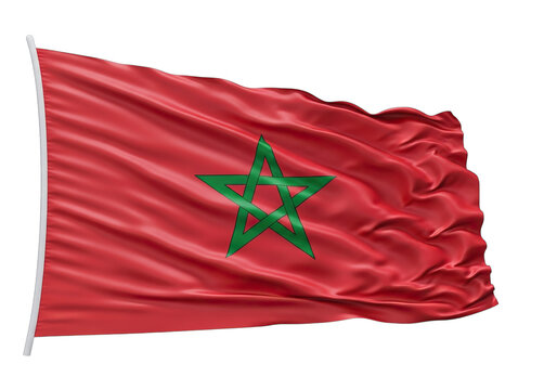 Waving flag of morocco isolated on transparent background