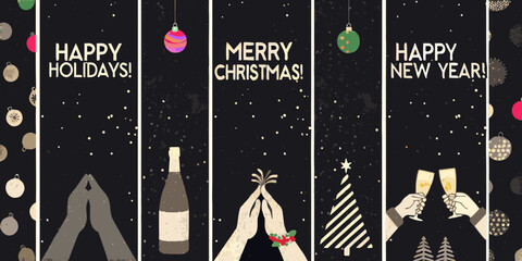 holiday greeting cards vector illustration christmas new © Gita