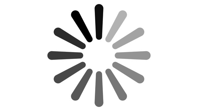 Black and grey circular loading spinner icon isolated on transparent background