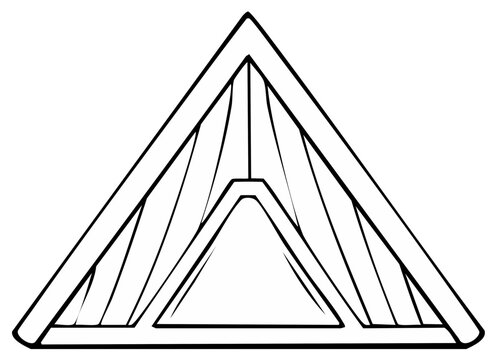 Triangular architectural roof truss structure line art illustration