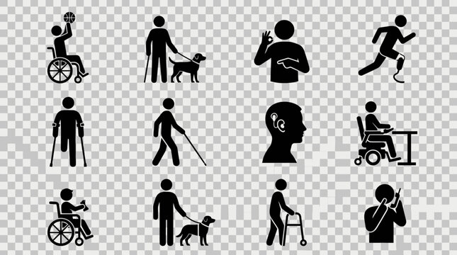 Diverse people with disabilities accessibility icons inclusion symbols disability awareness equality and support