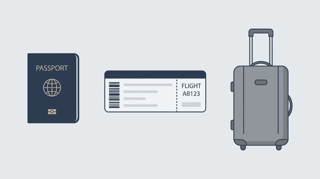 Travel documents and luggage items.
