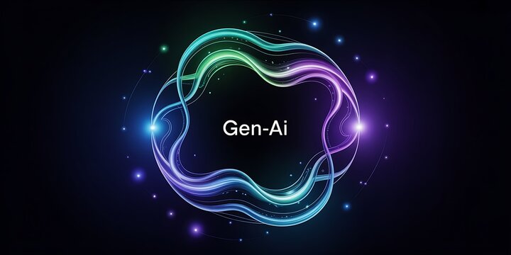 Generative AI Digital Technology Concept with Futuristic Neural Network Visualization