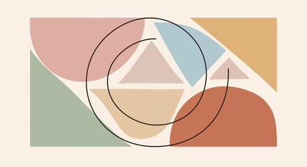 Fototapeta premium Abstract geometric shapes, pastel colors, minimalist design, modern art background, organic forms, pastel palette