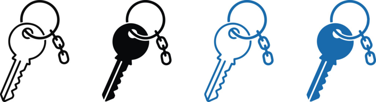 Keychain icon set. access security house key concept. vector illustration new