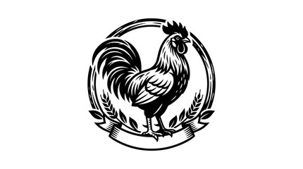 Rooster bird standing on a banner. © Ramadan