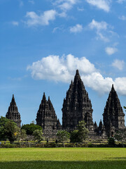 Obraz premium Prambanan Temple Complex Under Blue Sky in Yogyakarta, Indonesia