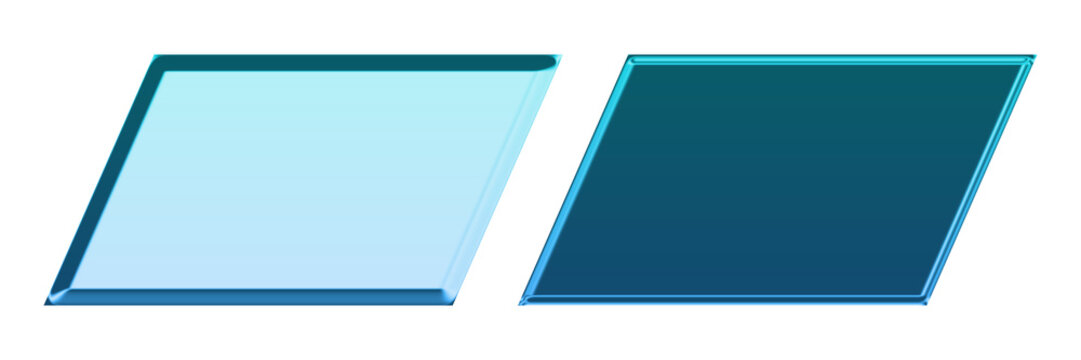 Two parallelograms with gradient colors isolated on transparent background