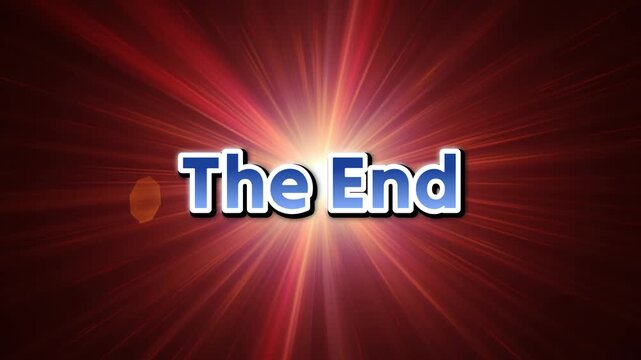 The end movie ending credits with shining starburst lights and lens flares on dark backgrounds
