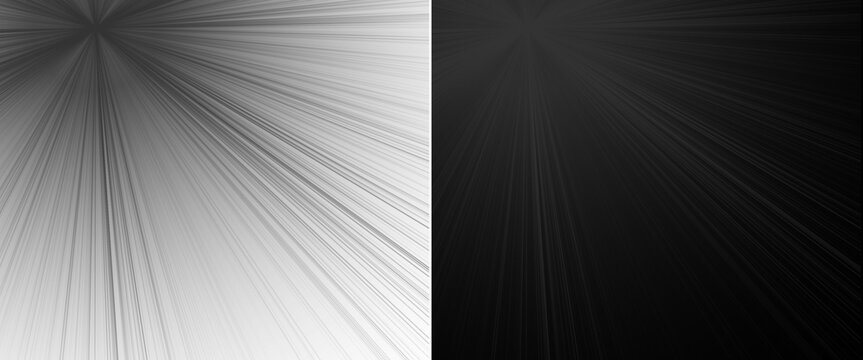 Abstract sunburst light rays background, monochrome radial beam texture, black and white cinematic starburst effect for dramatic overlays