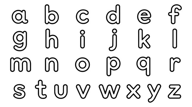 Full set of lowercase English alphabet letters