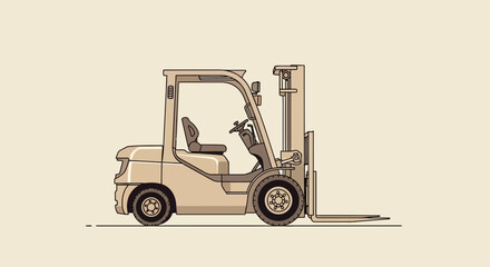 Industrial Forklift Truck Illustration - Beige Tones © renza