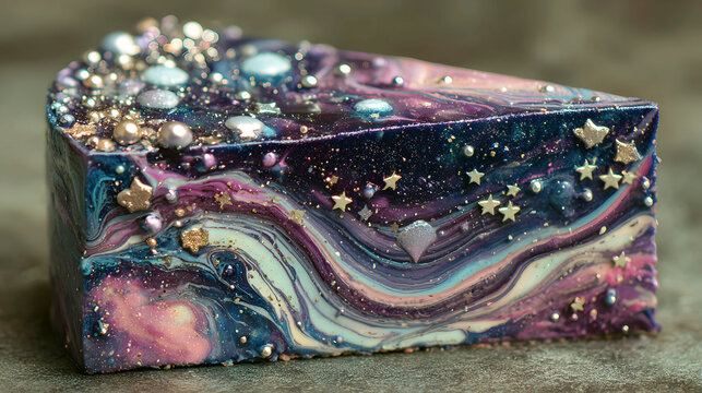 A Slice of Galaxy Themed Geode Cake