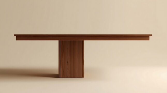 Elegant Wooden Table with Unique T-Shaped Base and Modern Design for Home Decor.
