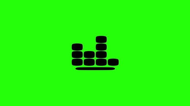 Dynamic 4K resolution asset showing a digital music equalizer audio wave frequency grid spectrum bouncing. Playful popup transition element for DJ mixer screen.