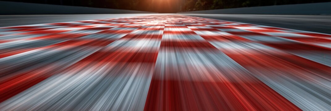 Abstract red and white striped motion blur track background for speed banner and panoramic wallpaper design