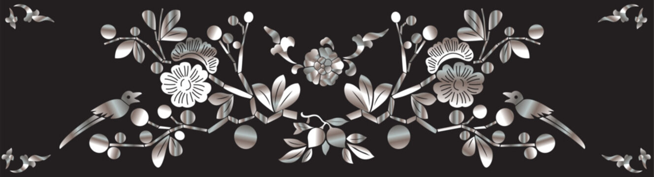 Korean Traditional Mother of Pearl Inlay Pattern Vector Illustration