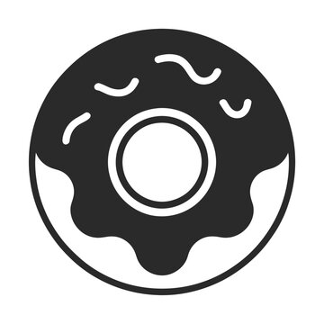Minimalist donut vector with bite marks and white icing drips