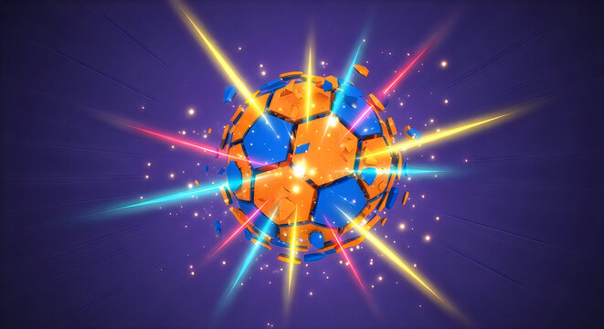 Cosmic collision and particle burst in vibrant space visualization
