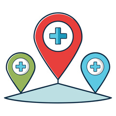 Fototapeta premium map-pin-icons--medical-centers-in-remote-areas-iso.eps
