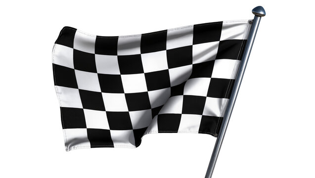 Waving checkered flag on metal pole