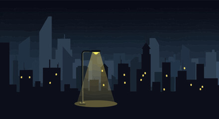 Pixel Art Cityscape at Night with Streetlight Illumination © Rizal