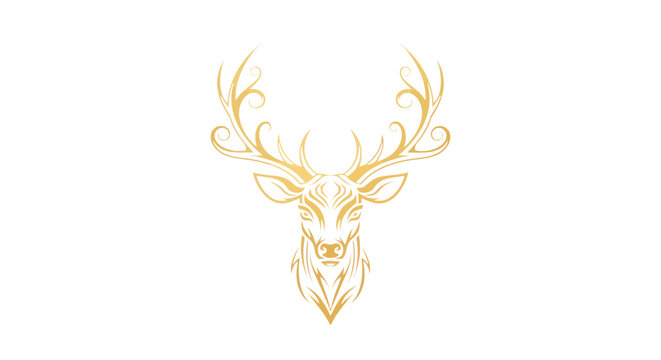 Elegant golden deer head logo with decorative antlers.