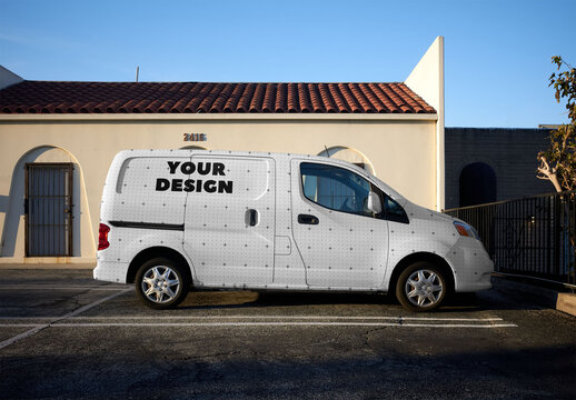 Mockup Of Customizable Advertisement On Van