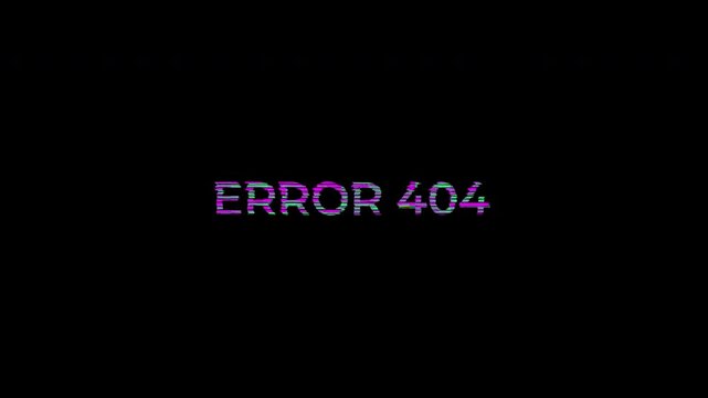Error 404 Neon Glitch System Text Alpha Channel 4K Video