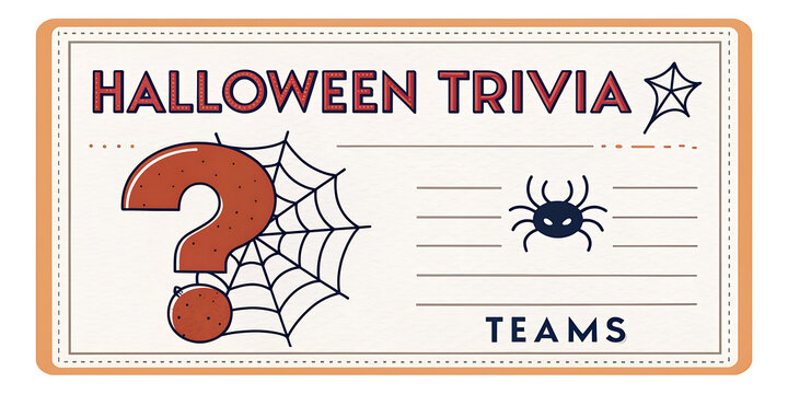 Halloween trivia night event flyer template isolated on transparent background for parties