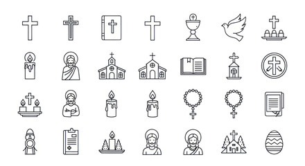 Fototapeta premium Collection of Christian Religious Symbols and Icons.