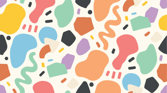 warm terrazzo mosaic seamless pattern with colorful abstract stone chips for interior floor tile and wallpaper design