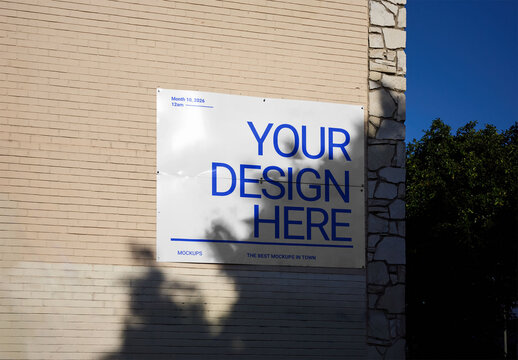 Mockup Of Customizable Poster On Building