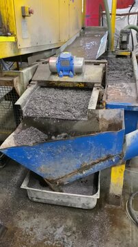 Plastic granule waste from a water separator that removes the plastic from granulated copper cable in a recycling plant