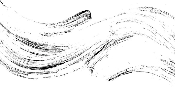 Black grunge wave brush strokes on white background vector illustration for creative design projects and artistic textures