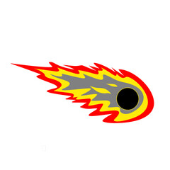 Cartoon illustration of a fiery comet with a blazing tail, dynamic and eye catching © Achmad