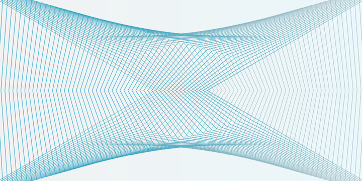 Hyperbolic Line Network Illustration Creating Optical Flow Motion, Innovative Abstract Geometry for Science and Engineering Concepts